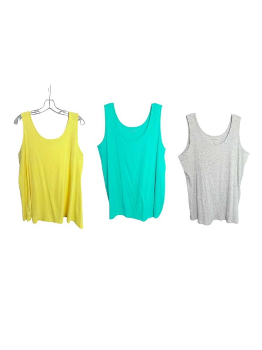 Woman Within Ribbed Tank Tops Lot of 3 Yellow Aqua Gray Plus Size 1X 22/24